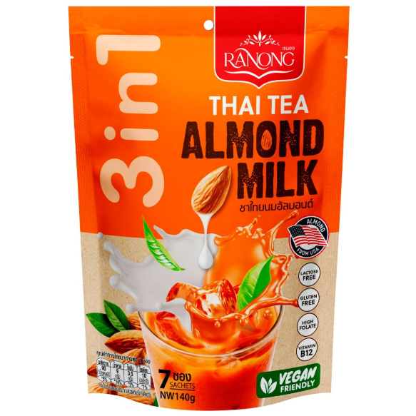 Ranong - Thai Tea with Almond Milk 3in1 140g. (7 x 20g. Sachets)