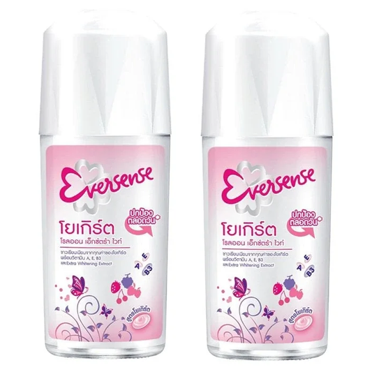 Eversense - Extra White Roll-On Deodorant Yogurt Pink 45ml. (Pack of 2)