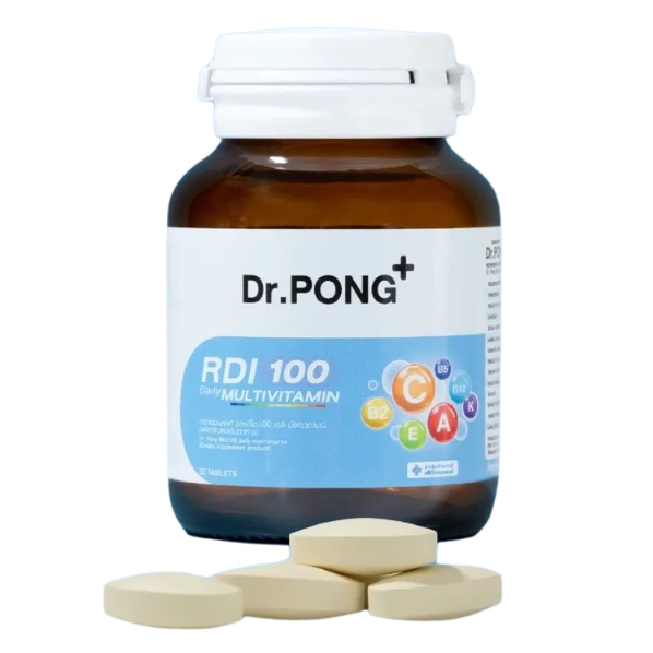 Dr.PONG - RDI 100 Daily Multivitamin, B-Complex, Vitamins A, C, D3, E, K1, Folic Acid and Biotin (30 capsules)