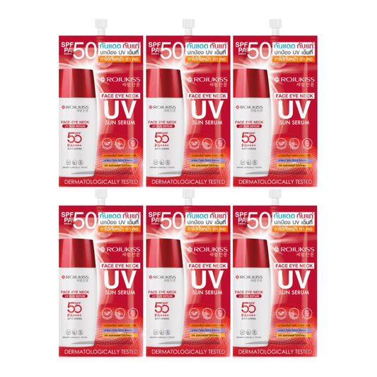 Rojukiss - Face Eye Neck UV Sun Serum SPF50 PA++++ 7g. (Pack of 6)