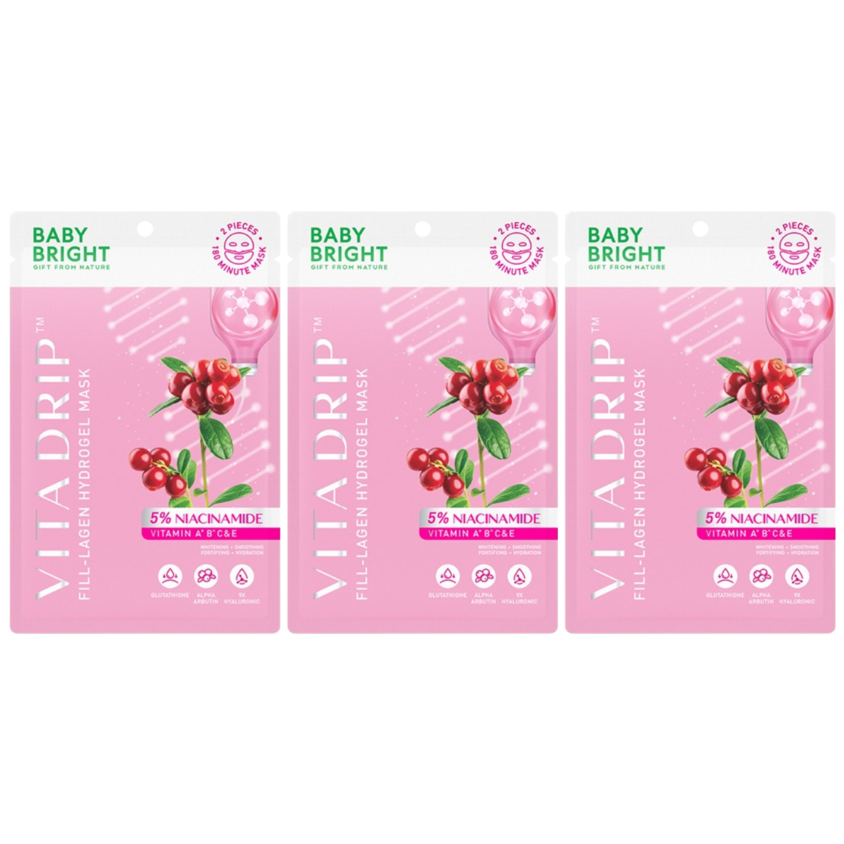 Baby Bright - Vita Drip Fill-lagen Hydrogel Mask 20g. (Pack of 3)