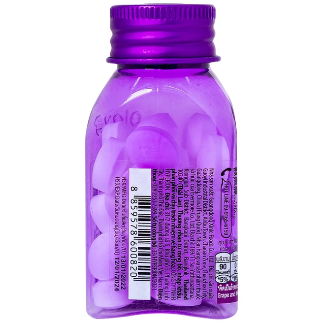 Playmore - Grape and Menthol Flavored Candy Bottle 22g. (Pack of 6 Bottles)