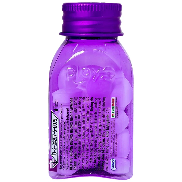 Playmore - Grape and Menthol Flavored Candy Bottle 22g. (Pack of 6 Bottles)