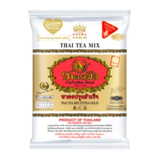 Cha Tra Mue - Thai Tea Mix Powder (Extra Gold), Red Tea, Vamilla Scent, Bag type 400g.