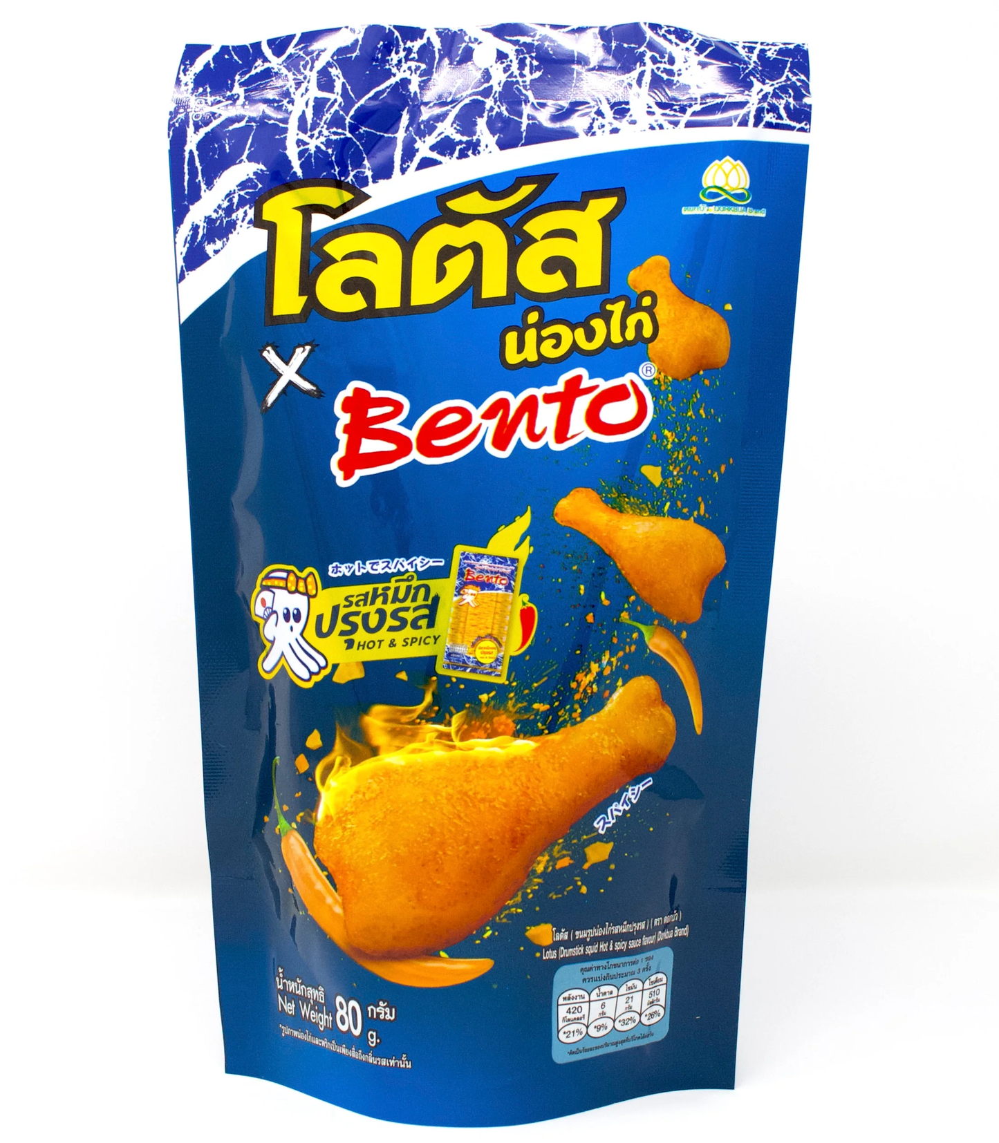 Lotus x Bento - Chicken Leg Snacks - Seasoned Squid Flavor 80g. (Pack of 3)