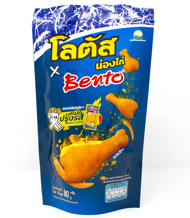 Lotus x Bento - Chicken Leg Snacks - Seasoned Squid Flavor 80g. (Pack of 3)