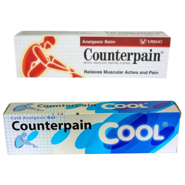 Counterpain - Warming Analgetic Gel 120g and Cool Cold Analgetic Balm 120g (Pack of 2) - Made in Thailand