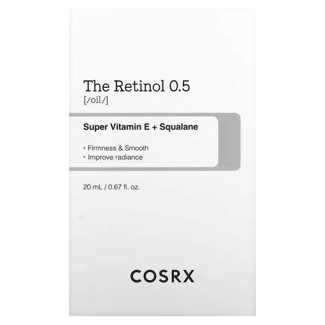 COSRX - The Retinol 0.5 Oil, Super Vitaming E + Squalane 20ml.