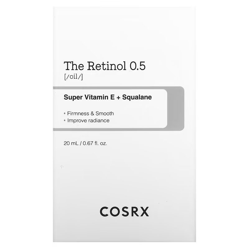 COSRX - The Retinol 0.5 Oil, Super Vitaming E + Squalane 20ml.