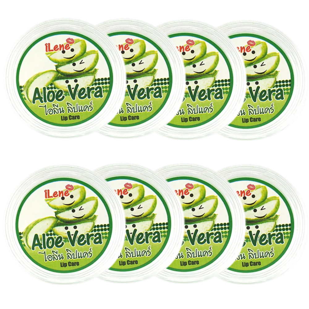 iLene - Aloe Vera Natural Lip Care Balm Moisturiser 10g. (Pack of 8)