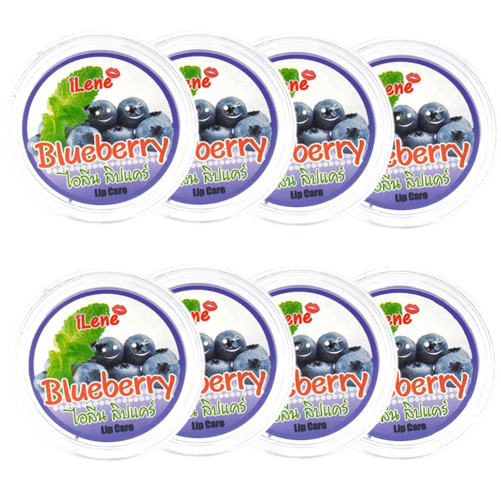 iLene - Blueberry Natural Lip Care Balm Moisturiser 10g. (Pack of 8)