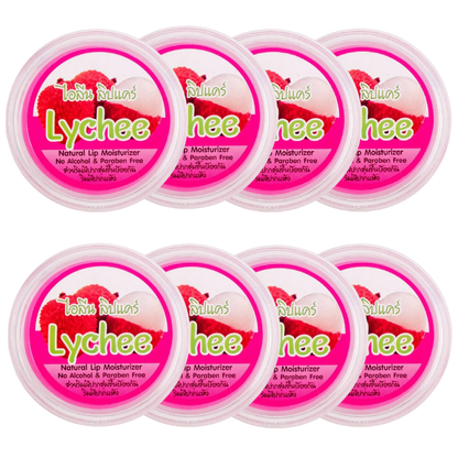 iLene - Lychee Natural Lip Care Balm Moisturiser 10g. (Pack of 8)