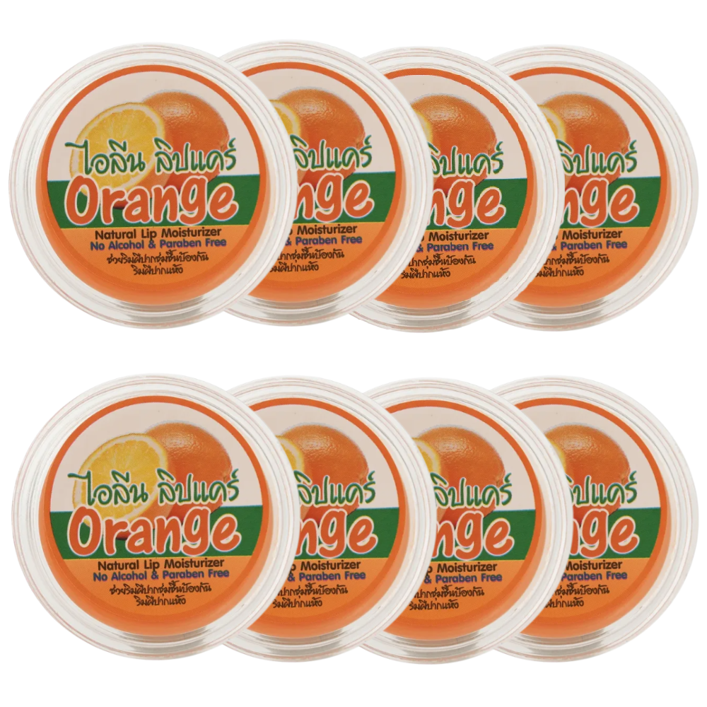 iLene - Orange Natural Lip Care Balm Moisturiser 10g. (Pack of 8)