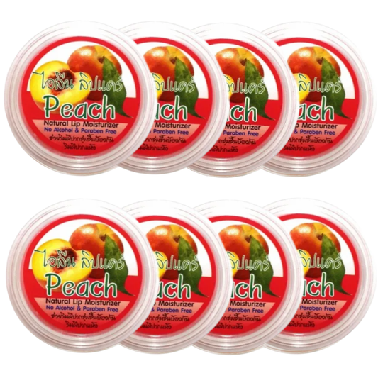 iLene - Peach Natural Lip Care Balm Moisturiser 10g. (Pack of 8)