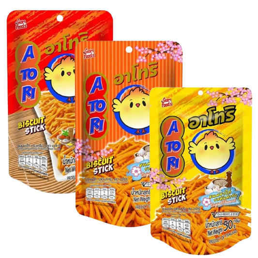 Atori - Chicken Legs - with Spicy Seasoning 25 g. | Original Flavor 25 g. | Original Flavor 50 g. (Pack of 3 Mix)