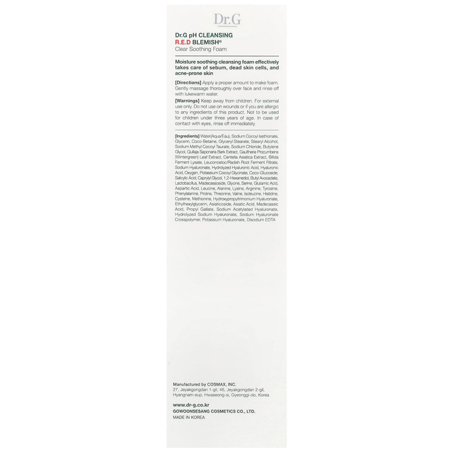 Dr.G - R.E.D Blemish Clear Soothing Foam pH Cleansing Formula 150ml.