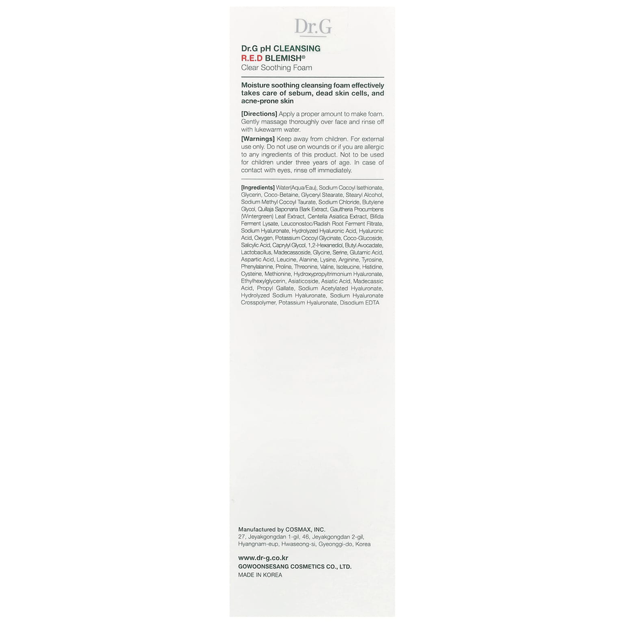 Dr.G - R.E.D Blemish Clear Soothing Foam pH Cleansing Formula 150ml.