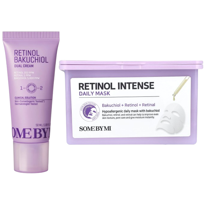 SOME BY MI - Bundle of 1x Retinol Intense Daily Mask (30 Sheets) + 1x Retinol Bakuchiol Dual Cream 50ml.