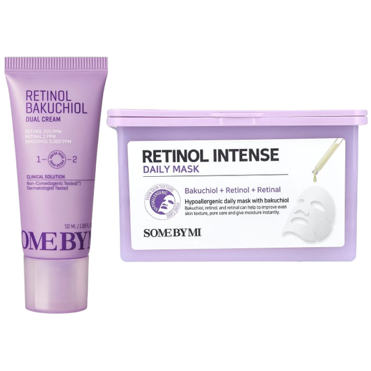SOME BY MI - Bundle of 1x Retinol Intense Daily Mask (30 Sheets) + 1x Retinol Bakuchiol Dual Cream 50ml.