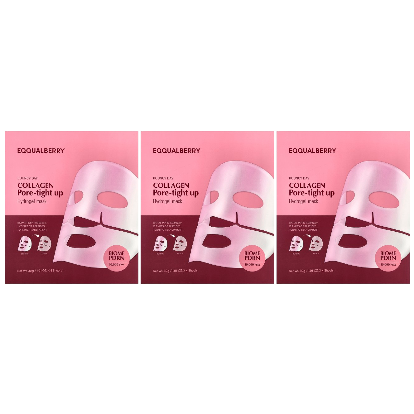EQQUALBERRY - Collagen Pore-Tight Up Hydrogel Mask 30g. (Pack of 3)