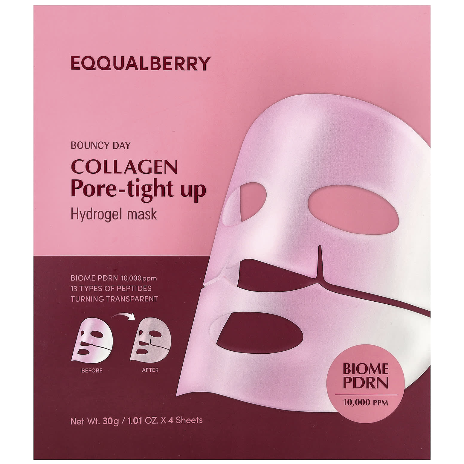 EQQUALBERRY - Collagen Pore-Tight Up Hydrogel Mask 30g. (Pack of 3)