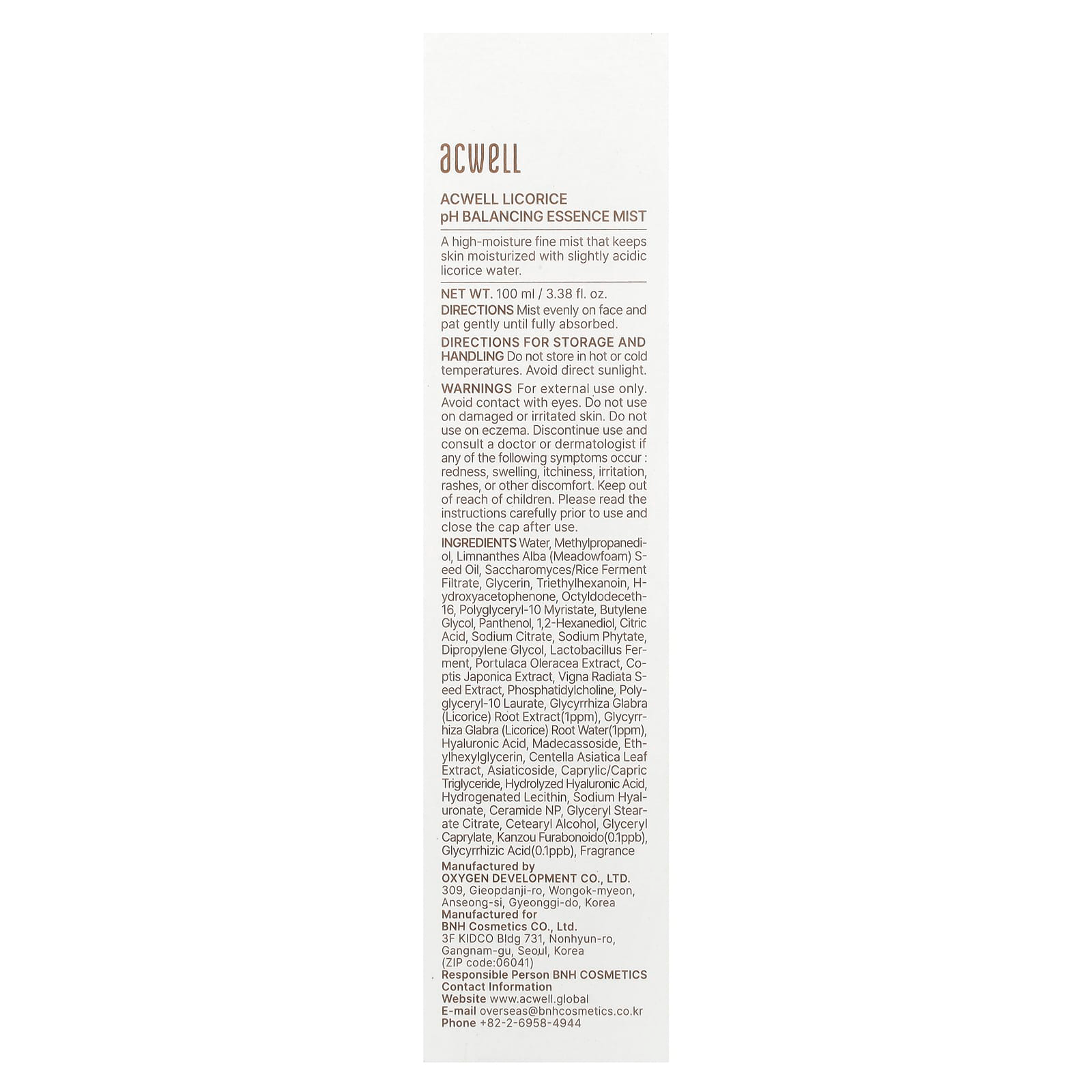 Acwell - Licorice pH Balancing Essence Mist 100ml.