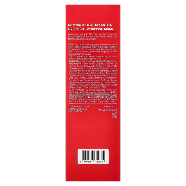 Dr.Melaxin - TX Astaxanthin Overnight Wrapping Mask with Tranexamic and Niacinamide 80ml.