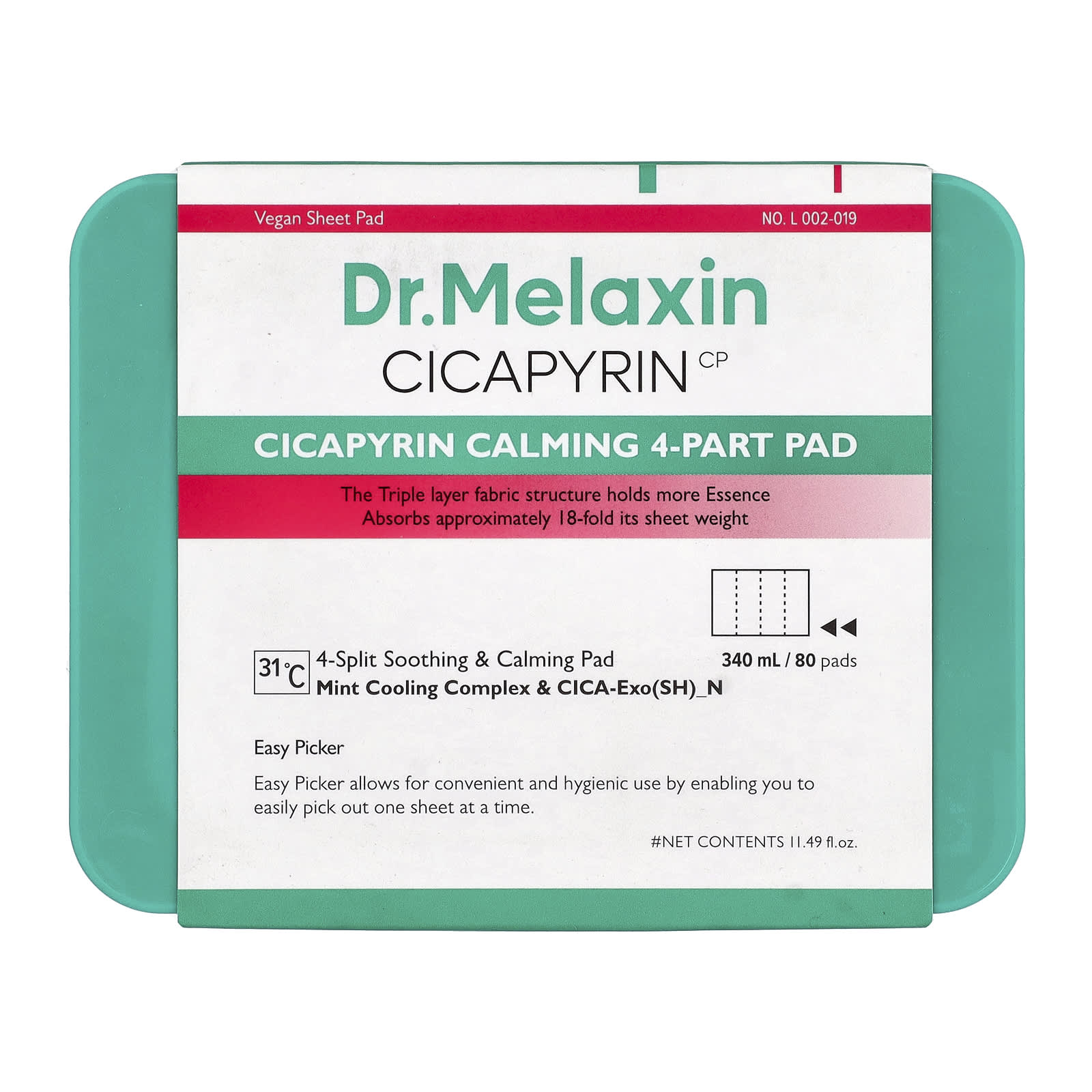 Dr.Melaxin - Cicapyrin Calming 4-Part Pad Cicapyrin Calming 4-Part Pad 340ml. (80 Pads)