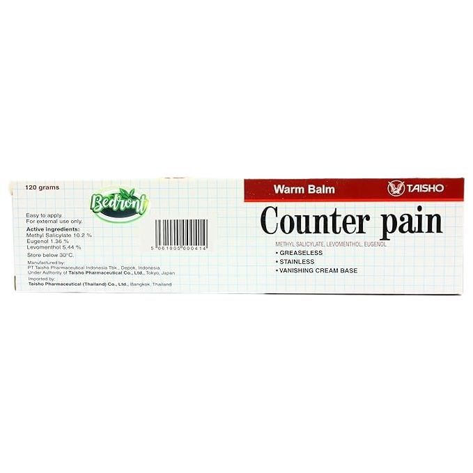 Counterpain - Warming Analgetic Gel 120g and Cool Cold Analgetic Balm 120g (Pack of 2) - Made in Thailand