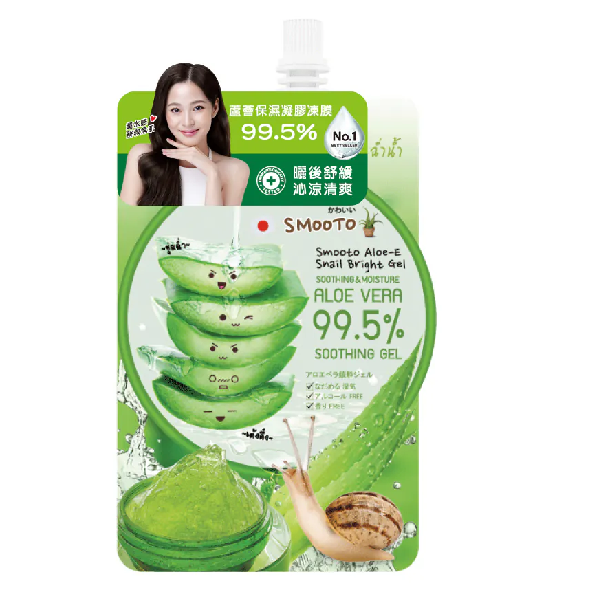 Smooto - Alove VeraGel Aloe-E Snail Bright Gel 50g. (Pack of 6)