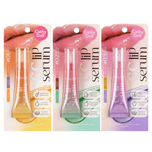 Cathy Doll - CC Lip Serum Color Correctors - Yuzu, Green Apple and Grape 10g. each (Pack of 3 Mix)