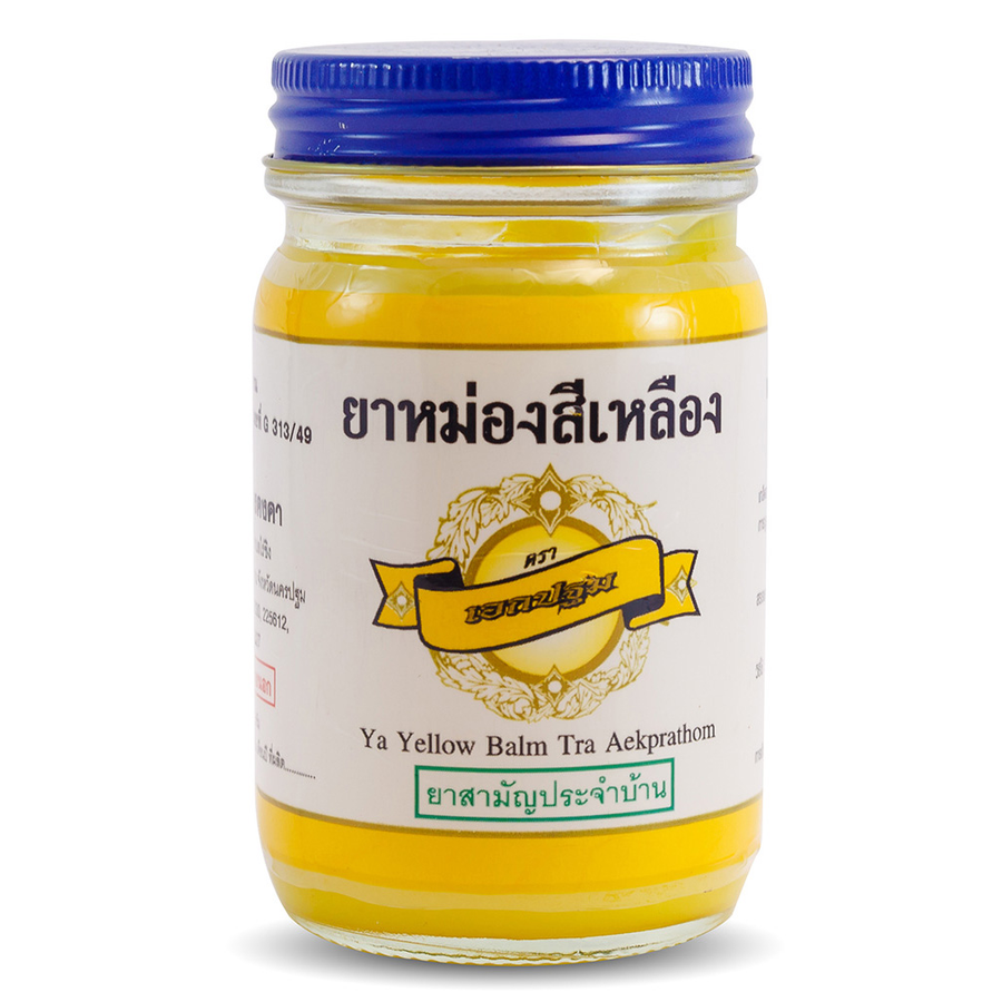 Kongkaherb - Ya Yellow Balm Tra Aekprathom, Thai Herbal Massage Balm 100g.