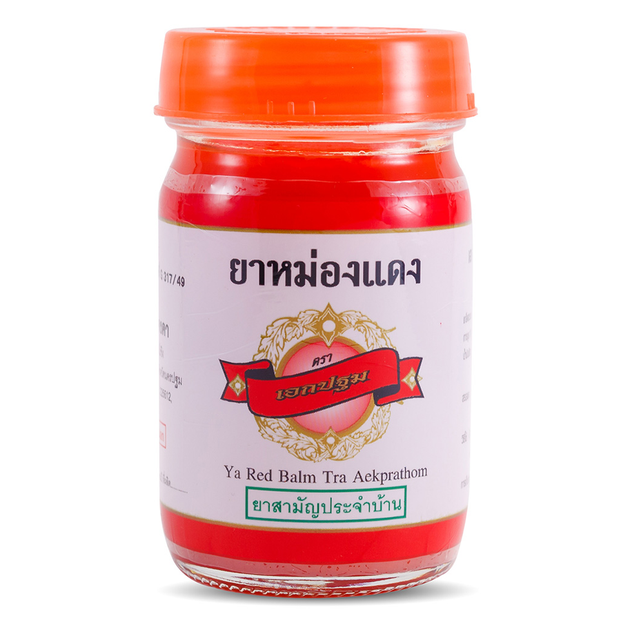 Kongkaherb - Ya Red Balm Tra Aekprathom, Thai Herbal Massage Balm 100g.