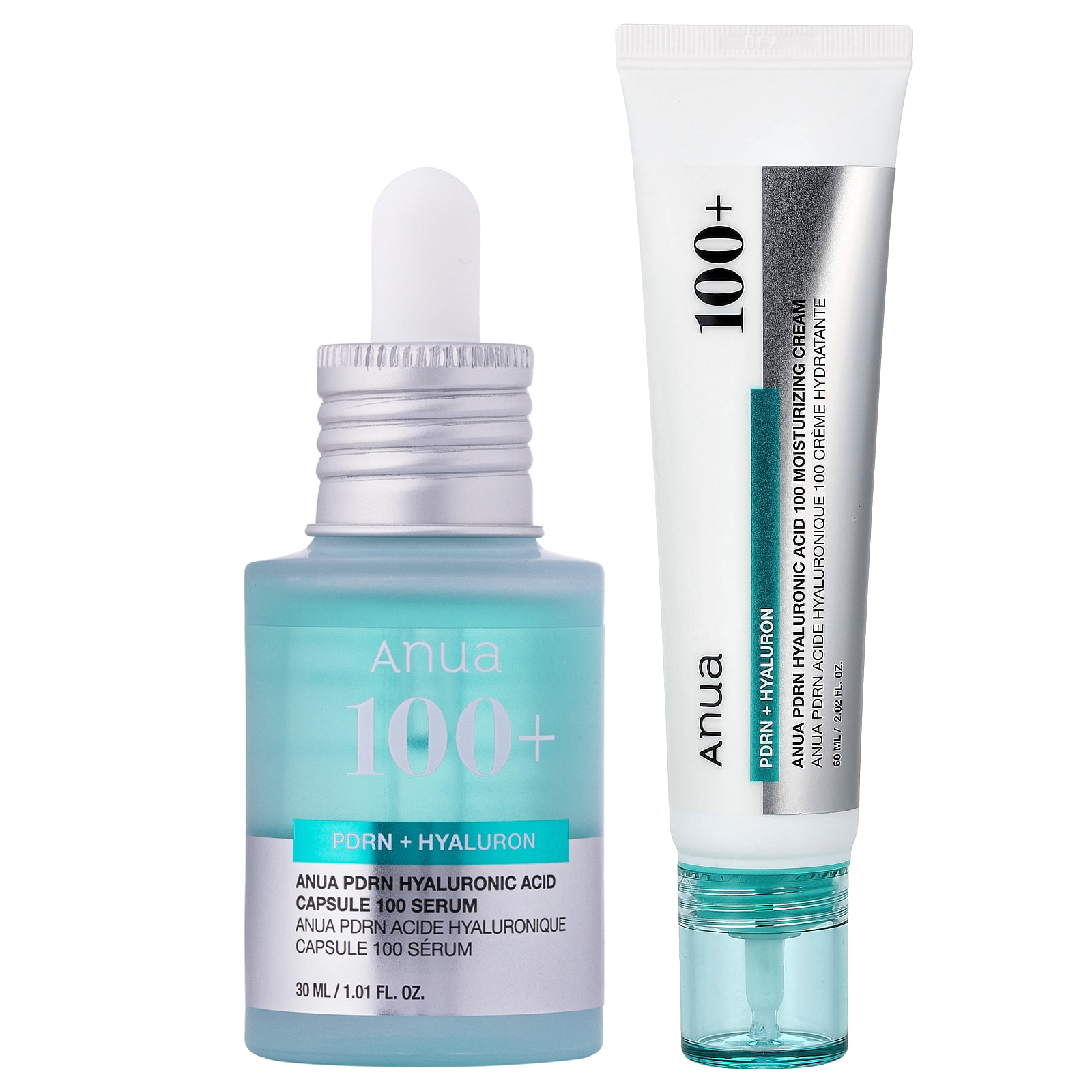 Anua - Bundle of: 1x PDRN Hyaluronic Acid Capsule 100 Serum 30ml. + 1x PDRN Hyaluronic Acid 100 Moisturizing Cream 60ml.