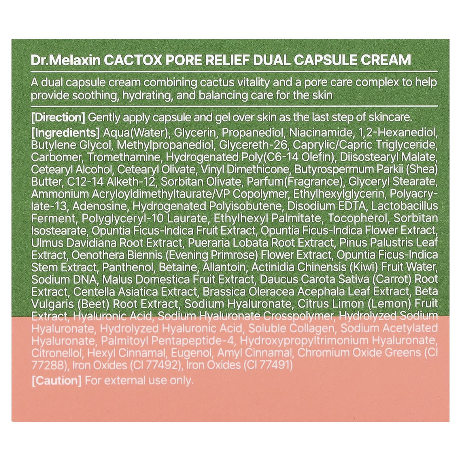 Dr.Melaxin - Cactox Pore Relief Dual Capsule Cactus Cream 65g.
