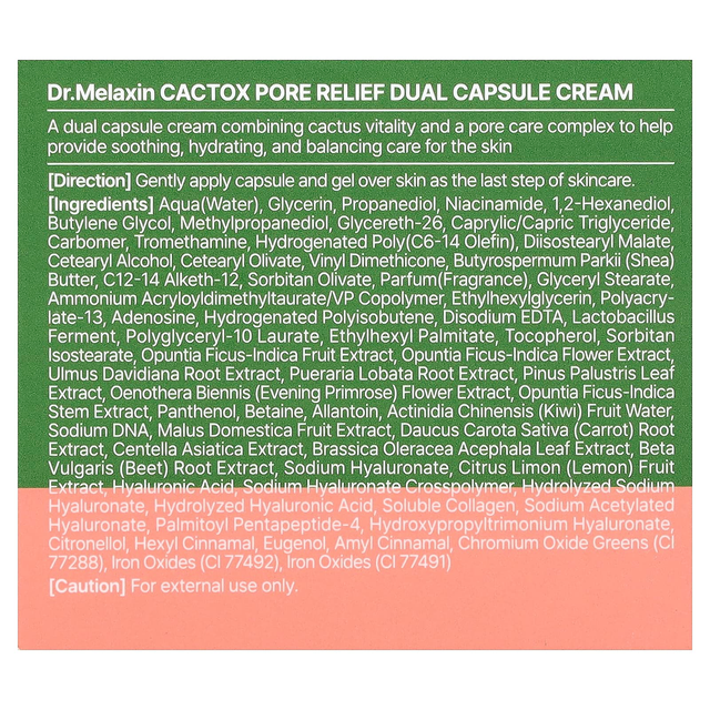 Dr.Melaxin - Cactox Pore Relief Dual Capsule Cactus Cream 65g.