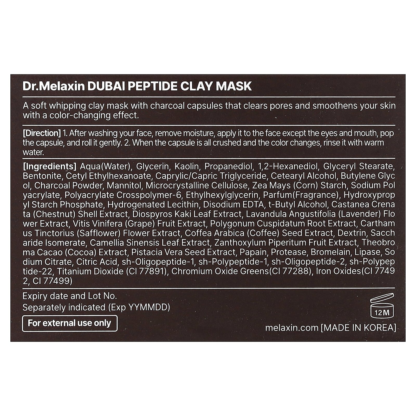 Dr.Melaxin - Dubai Peptide Clay Mask 100g.