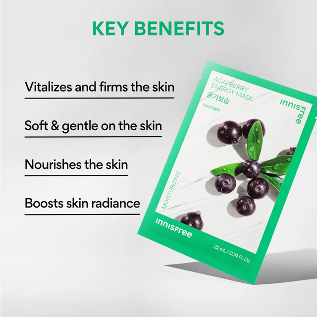 Innisfree - Squeeze Energy Mask Acai Berry 22ml. (Pack of 3)