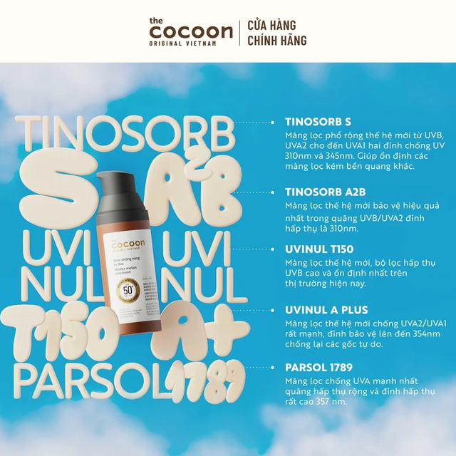 Cocoon Vietnam - Winter Melon Sunscreen SPF 50+ PA++++ UVA-PF 37 (Kem Chống Nắng Bí Đao) with Winter Melon Extract & Antioxidants 50ml.