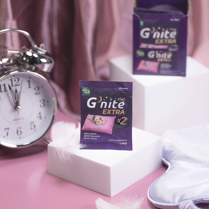 Handy Herb - Gnite Extra 2X Capsules, Red Reishi Mushroom extract 300 mg., L-Theanine 100 mg., Chamomile 45 mg. (Pack of 3 sachets, 2 capsules per shachet)