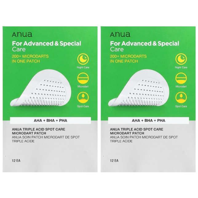 Anua - Triple Acid Spot Care Microdart Patch (12 Patches) - Pack of 2