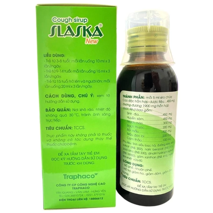 Traphaco - Slaska - Cough and Lung Support Natural Syrup Siro Ho & Bổ Phổi Tự Nhiên 100ml.