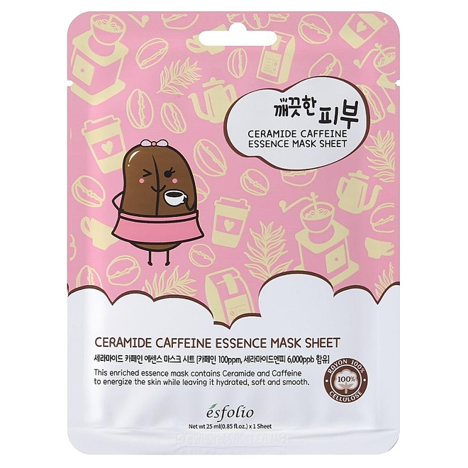 Esfolio - Pure Skin Ceramide Caffeine Essence Mask Sheet 25ml. (Pack of 3)