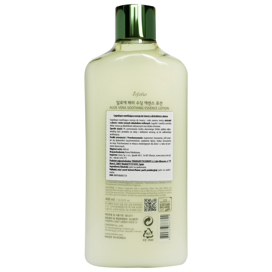 Esfolio - Aloe Vera Soothing Essence Lotion 400ml.