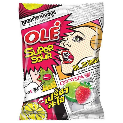 Olé - (Mix of 5) 1x Super Strawberry Lime 17.5g. - 1x Strawberry 28g. - 1x Watermelon Lemonade 25g. - 1x Berry Flavored 25g. - 1x Apple Kiwi 20g.