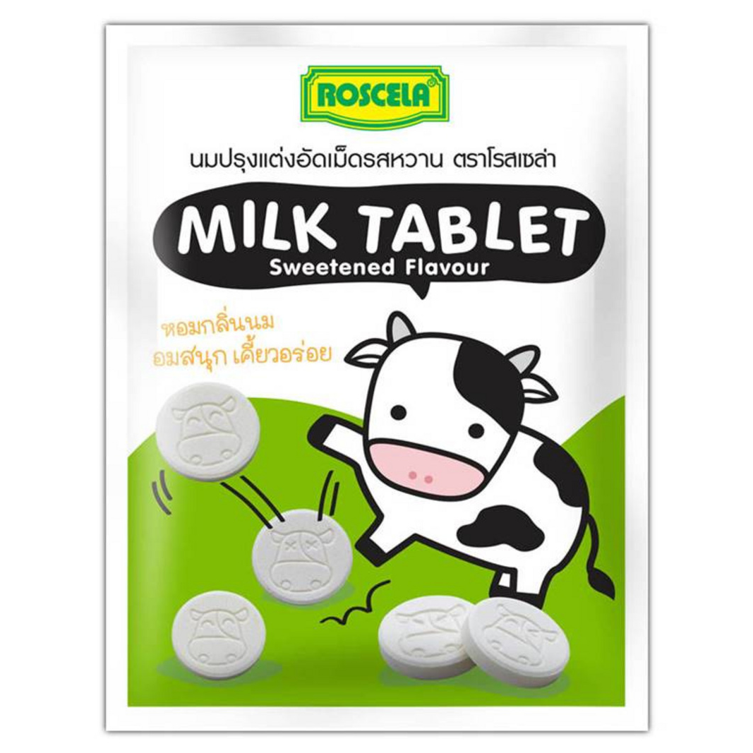 Rosela - Milk Tablet - Sweetened Compressed Milk 15 g. (Pack of 12) - Made in Thailand