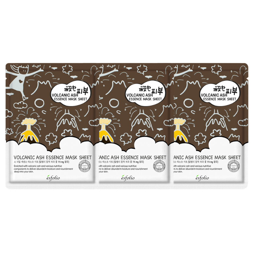 Esfolio - Pure Skin Volcanic Ash Essence Mask Sheet 25ml. (Pack of 3)