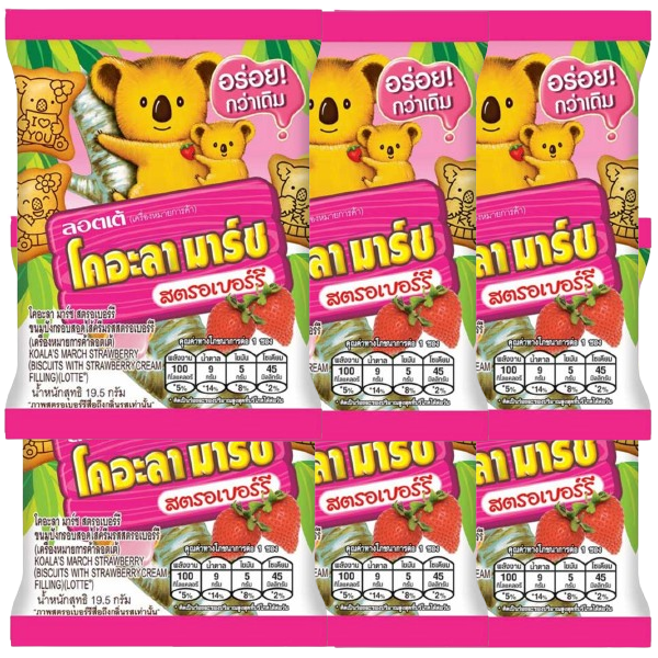 Koala's March - Strawberry Flavor 19.5 g. (Pack of 6)