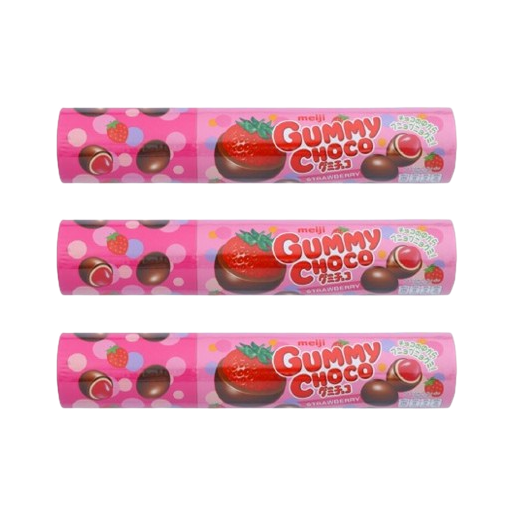 Meiji - Gummy Chocolate Strawberry 50g. (Pack of 3)