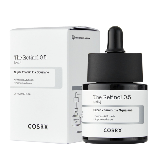 COSRX - The Retinol 0.5 Oil, Super Vitaming E + Squalane 20ml.